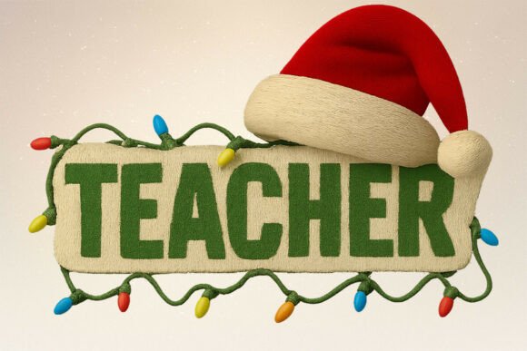 Celebrate the Heroes of Education with a Knitted Yarn Teacher Christmas PNG