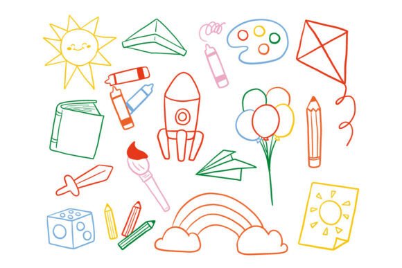 Doodle Style Kids Education Play Icon: A Creative Toolkit for Learning