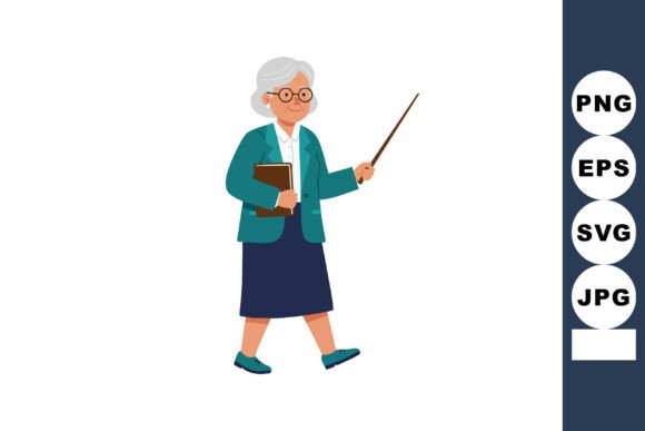 Elderly Woman Teacher Walking with Point: A Practical Asset for Educational Design