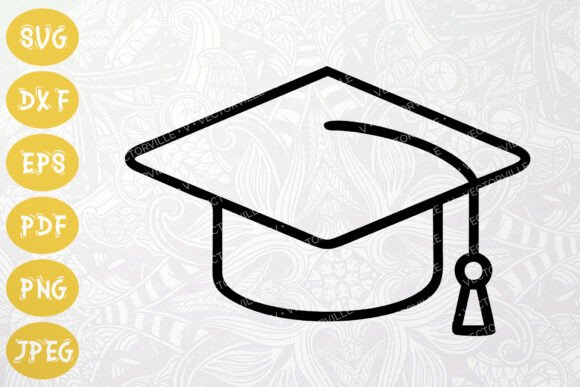 Graduation Cap Icon SVG for School Art