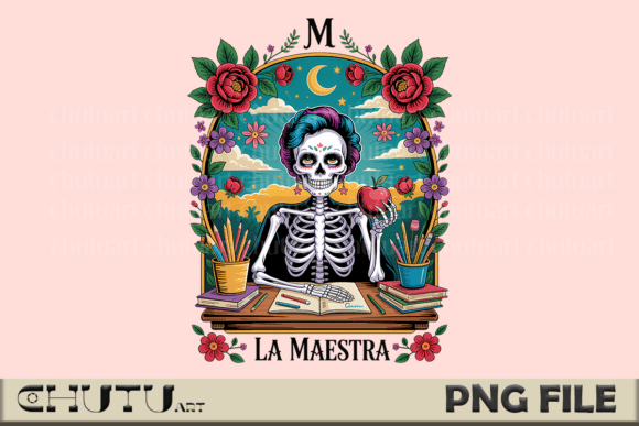La Maestra PNG: Teacher Skull Art