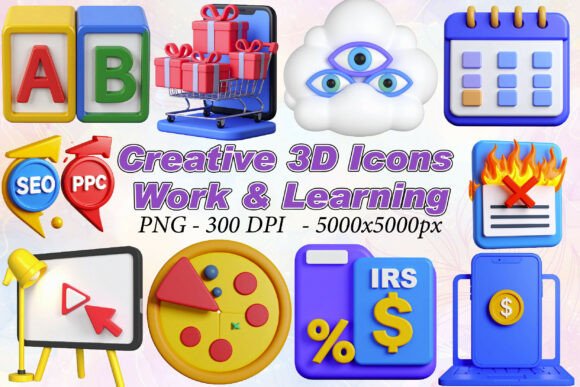 Office Education 3D Icon Bundle