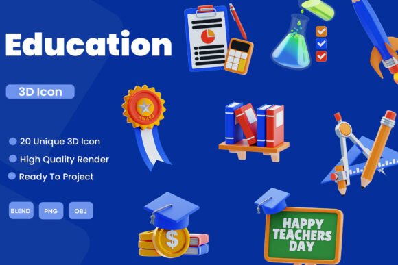 Revolutionizing Digital Learning Visuals with the Education 3D Icon Pack