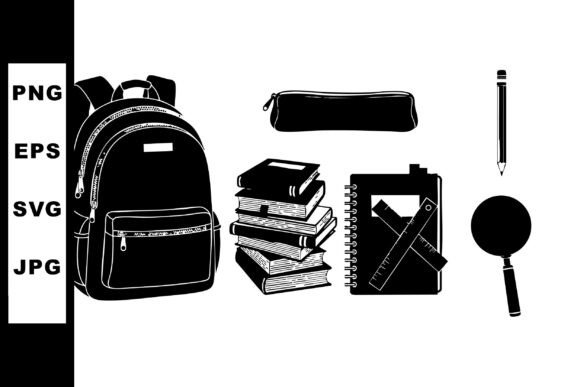 School Supplies Backpack Books Pencil Ca Vector