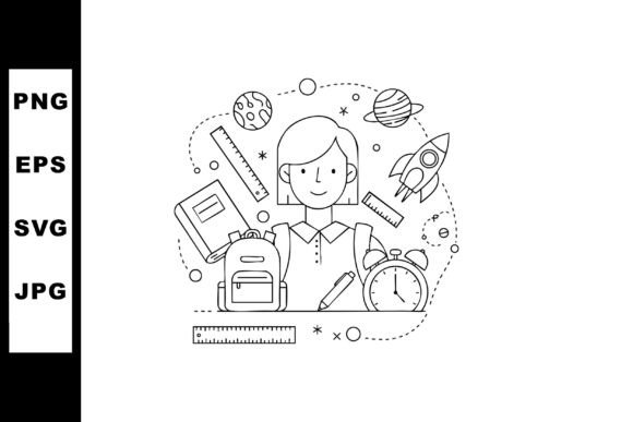 Student Surrounded by School Supplies: An Exploration of Educational Symbolism in Vector Art